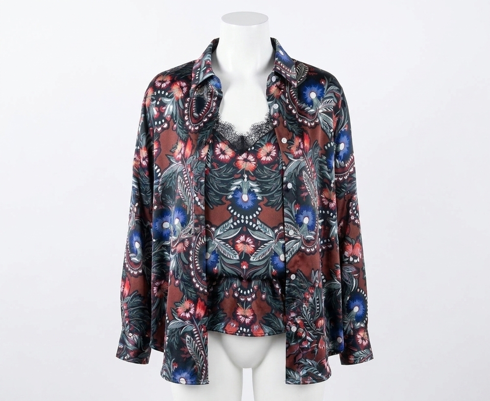 NEW MOLLY BRACKEN ladies woven print camisole in babushka camel